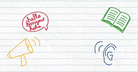 Colorful School Communication Icons Conceptual Illustrations