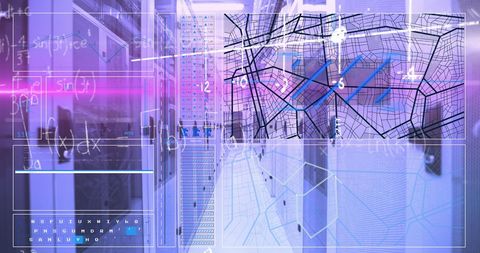 Digital Interface of Data Processing in Modern Server Room - Download Free Stock Images Pikwizard.com