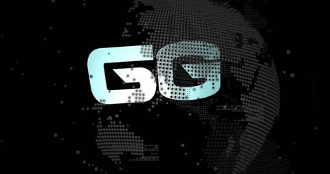 5G Technology Icon with Digital Globe and Dotted Visualization
