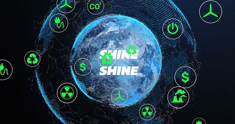 Futuristic Globe Highlighting Sustainable Energy Technologies