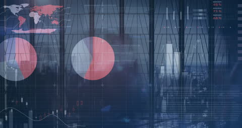 Global Financial Data Visualization with Futuristic Cityscape