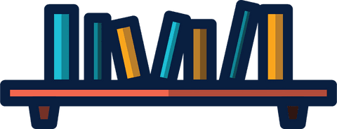 Colorful books on transparent bookshelf vector illustration