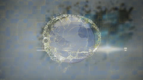 Futuristic Brain with Spinning Digital Globe