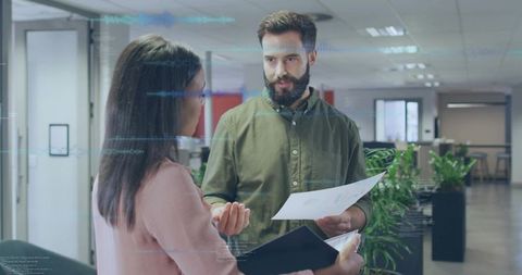 Collaborating over data reports in modern open office with digital code overlays