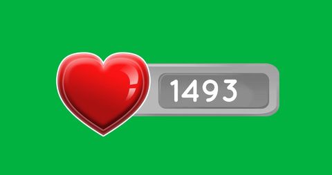Social Media Like Counter with Heart Icon on Green Background - Download Free Stock Images Pikwizard.com