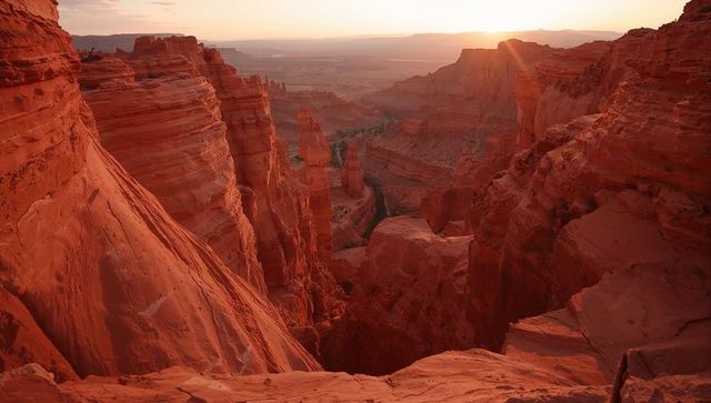 Sunset Over Red Sandstone Canyon with Majestic Spires