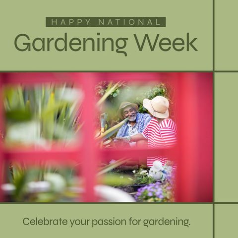 Senior Couple Celebrating National Gardening Week in Summer Garden