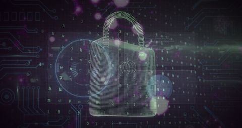 Holographic Padlock and Digital Encryption Technology - Download Free Stock Images Pikwizard.com