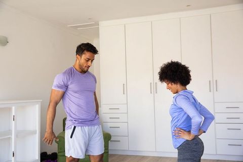 Diverse Friends Stretching for Home Fitness Routine