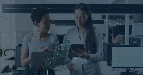 businesswomen discussing financial data analysis in office - Download Free Stock Images Pikwizard.com