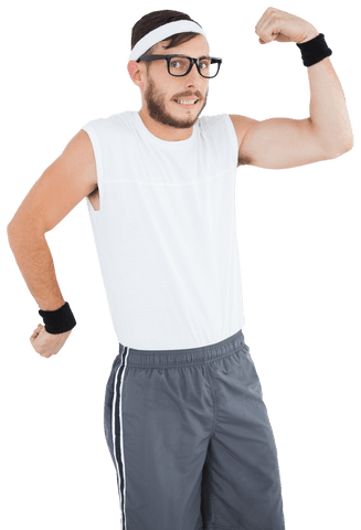 Gym enthusiast in transparent athletic gear