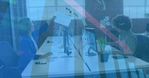 Office Collaboration Featuring Modern Data Visualization and Brainstorming