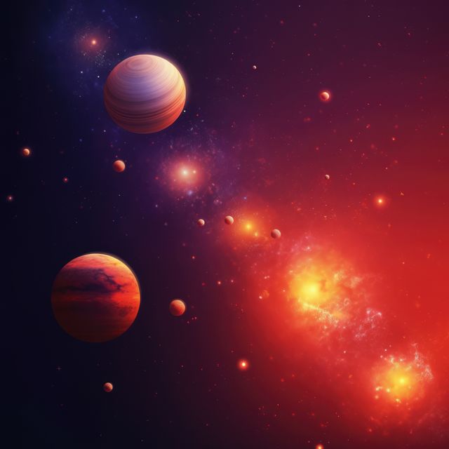 Solar system with planets and stars on night sky, created using generative ai technology - Download Free Stock Photos Pikwizard.com