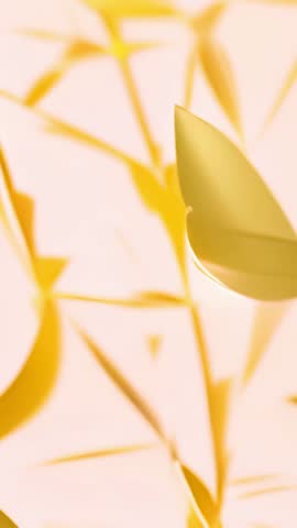 Pulsing Gold Fractal Lines Over Soft Pink Backdrop With Sliding Petal Vertical Video