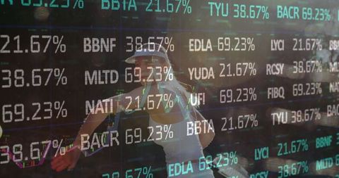 Jogging Runner with Financial Stock Quotes Overlay