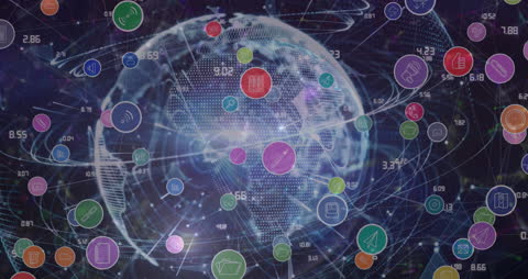 Global Digital Connectivity with Multi-Icon Overlay