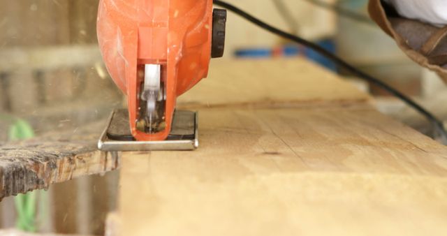 Close-up View of Saw Cutting Wooden Plank in Workshop - Download Free Stock Images Pikwizard.com