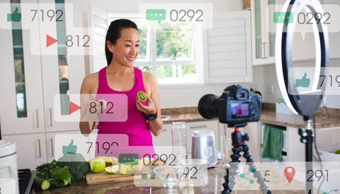 asian influencer presenting healthy fruit smoothie tips - Download Free Stock Templates Pikwizard.com