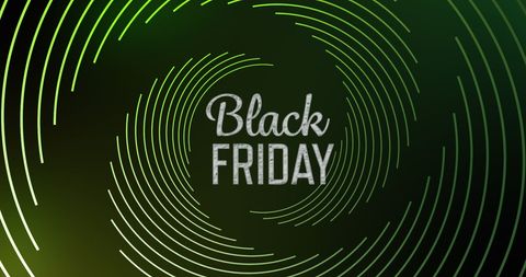 Dynamic black friday background with green lines and text