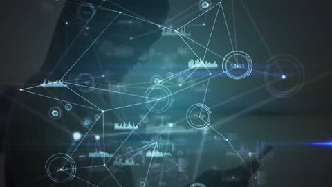 Connected Future: Woman Engaging with Virtual Data Interface