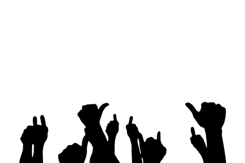 Thumbs up gesture silhouette on transparent background