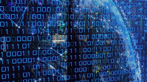 Binary Code and Digital Security Lock with Globe