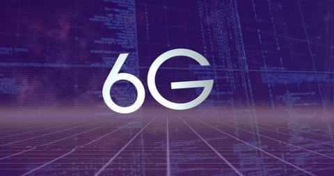 6g network concept with digital interface background