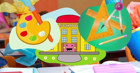 Colorful School Illustrations Enhance Learning Environment