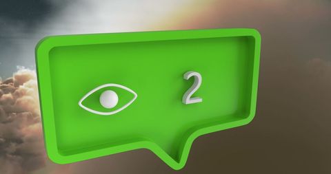 Eye Icon and Speech Bubble in Abstract Sky Concept