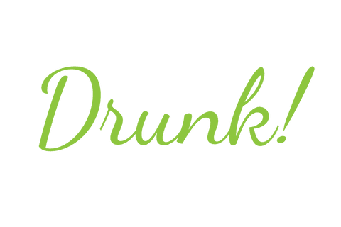 Stylish text illustration drunk in bold green on transparent background