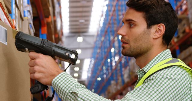 Warehouse Worker Scanning Barcode on Package - Download Free Stock Images Pikwizard.com