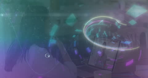 Futuristic Network Connections and Data Visualization Overlay