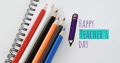 Creative Happy Teacher's Day with Pencils and Notebook - Download Free Stock Images Pikwizard.com