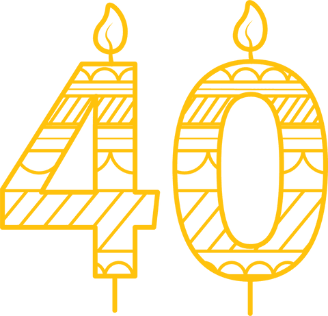 yellow patterned 40 birthday candle illustration on transparent background - Download Free Stock Videos Pikwizard.com