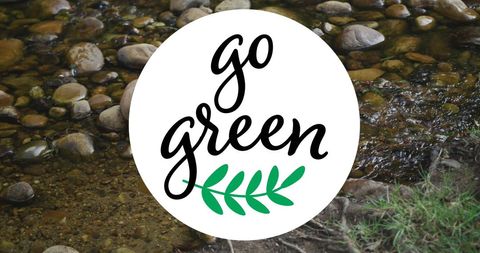 Go Green Inspirational Banner with Natural Stream