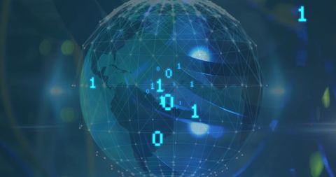 Futuristic Globe with Binary Code and Digital Grid - Download Free Stock Images Pikwizard.com