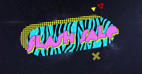 Vibrant flash sale banner over starry background