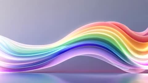 Pastel Rainbow Wave on Reflective Surface in Modern Abstract Art