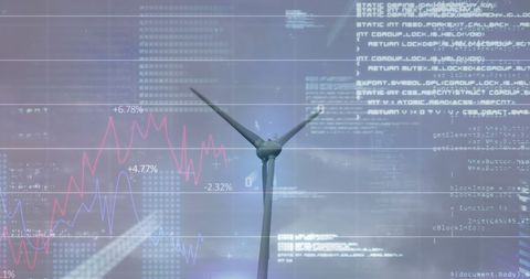 Wind Turbine with Data Overlay Reflects Sustainable Innovation - Download Free Stock Images Pikwizard.com