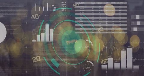 Digital Data Interface with Infographics and Lights - Download Free Stock Images Pikwizard.com