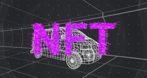 Futuristic Digital NFT Concept with Wired Van Illustration