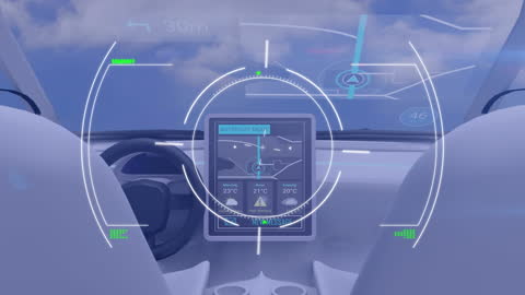 Digital Interface of Autopilot Mode in Futuristic Car Cockpit