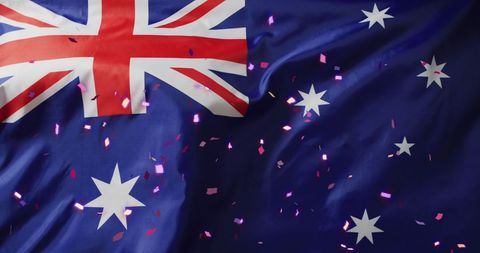 Celebratory confetti with australian flag background