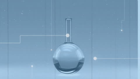 Abstract Science Flask Background with Digital Elements
