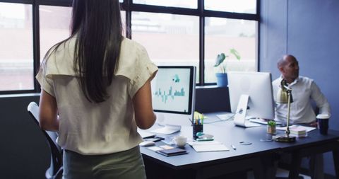 Modern Office Team Working Together During Pandemic with Digital Tech