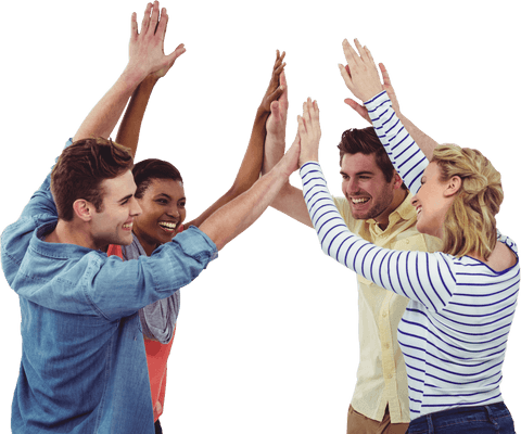 Creative Team Celebrating Success with Energetic High Five