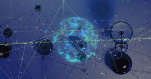 Futuristic Digital Network with Pulsing Sphere Visualization