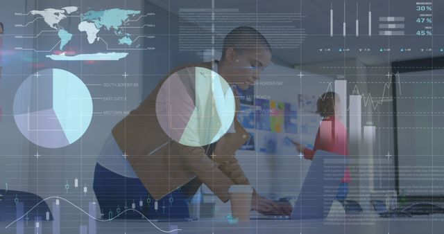 Businesswoman Analyzing Data on Modern Office Background - Download Free Stock Images Pikwizard.com