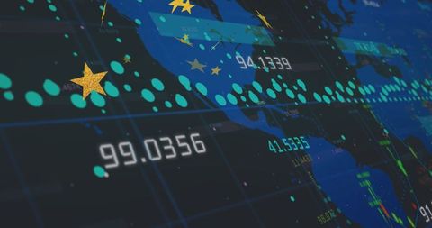 Global data visualization with digital map and analytics overlay