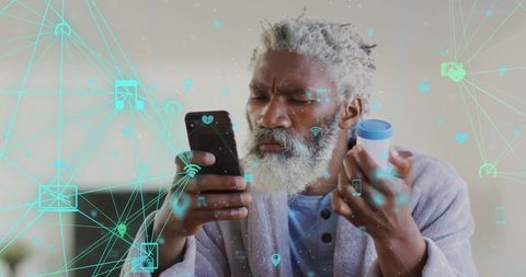 Senior Man Engaging with Digital Healthcare Technology